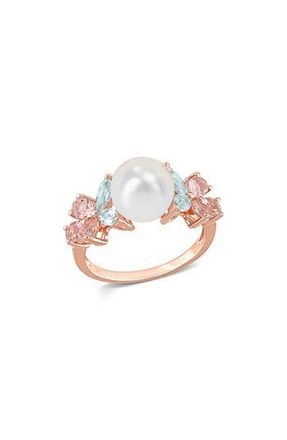 Delmar Morganite, White Topaz & 8.5-9mm Freshwater Pearl Ring in Pink at Nordstrom Rack, Size 7