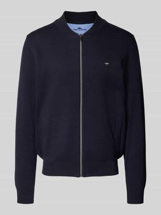 Fynch-Hatton Fynch-Hatton Cardigan mit Label-Stitching in Marine, Gr&ouml;&szlig;e XXL