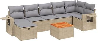 vidaXL Juego De Sof&aacute;s Jard&iacute;n Con Cojines Beige Mezcla 8 Pzas Rat&aacute;n Pe Vidaxl