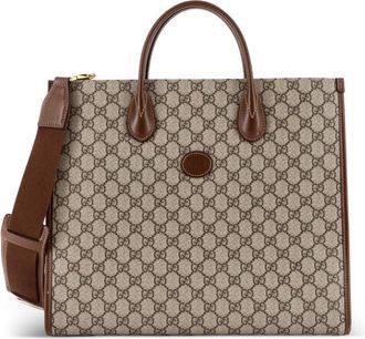 Gucci Structured Top Handle Open GG Coated Canvas Medium tote bag - Marrone