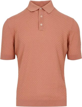 FILIPPO DE LAURENTIIS Polo Shirt met Textuur - Heren - Polos - Rood - XL - Katoen - Tops