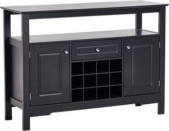 Beliani Beliani - Credenza A 2 Ante In Vetro Con Ripiani E Cassetto Portabottiglie Meditarrean Stile Elegante Nero Timboon