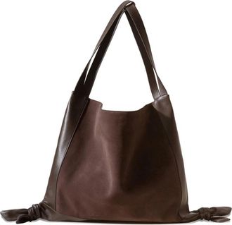 Hereu Bruin Su&egrave;de Leren Knopen Bovenhandvatten - Dames - Shoppers - Bruin - ONE Size - Su&egrave;de - Tassen