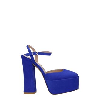 Stuart Weitzman Blue Leather Platform Womens Sandals