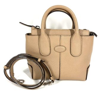 Tod's Beige Leather Handbag Shoulder Bag Tote Bag (Pre-Owned)