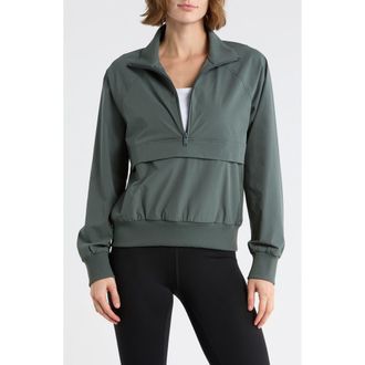Zella Perfect Day Half Zip Pullover in Green Urban at Nordstrom Rack, Size X-Large