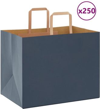 vidaXL Bolsas De Papel Con Asas 250 Uds Azul 32x22x24 Cm Vidaxl