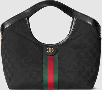 Gucci Giglio Small Tote Bag, Black, GG Canvas