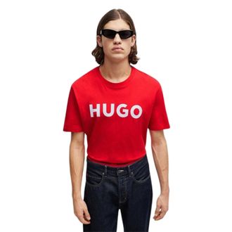 HUGO BOSS Hugo Heren-T-shirt met Dulivio-logo in contrasterende kleuren (Rood, Wit)