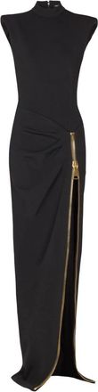 Balmain Lange jerseyjurk met split in de zoom - Dames - Avondkleed - Zwart - L - Kleedjes