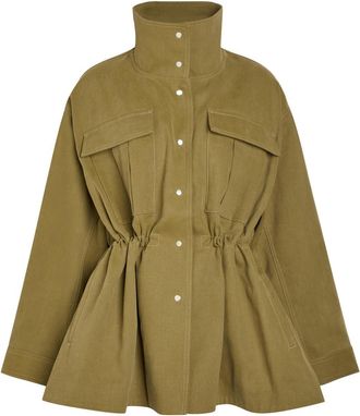 R&oacute;he Sculptural Funnel-neck Cotton Safari Jacket - Khaki - 34 (UK6 / XS)