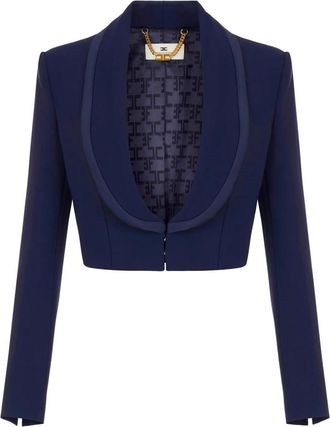 Elisabetta Franchi Dames, Jassen, Blauw, Maat: XL Satijn