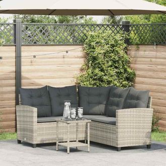 vidaXL Divano Giardino Tavolo e Cuscini a l Grigio Chiaro Polyrattan - Vidaxl