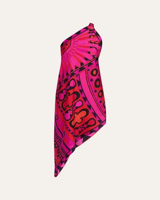 Pucci One-Shoulder Soleil-Print Silk Twill Asymmetric Mini Dress