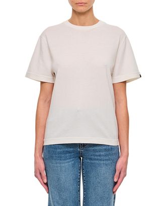 Extreme Cashmere Cotton-Cashmere Blend T-Shirt with Striped Hem Detail