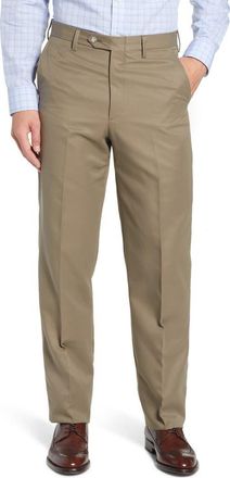Berle Classic Fit Flat Front Microfiber Performance Trousers in Green at Nordstrom, Size 46