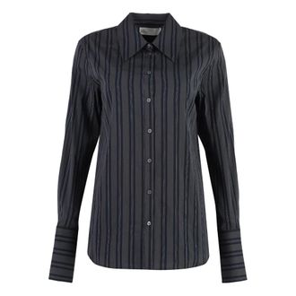 Tory Burch Tory Burch, Shirts, female, Gray, Size: 2XS Cuffed Cotton Shirt