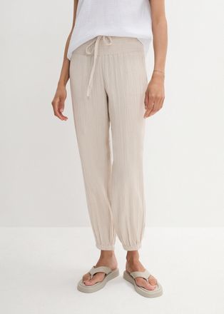 Bonprix Haremshose BONPRIX Musselin Hose mit Smockbund, Damen, Gr. 36, N-Gr, grau (steingrau), Obermaterial: 100% Baumwolle, loose fit, Hosen Haremshose, aus 