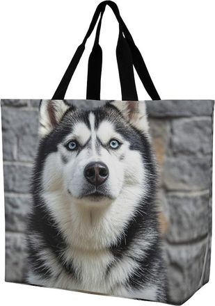 Generic Husky Dog Shopping Bag Waterproof Handbag Eco Friendly Handbags For Work College Yoga