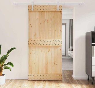 vidaXL Vidaxl - Puerta Corredera Con Herrajes Madera Maciza De Pino 95x210 Cm