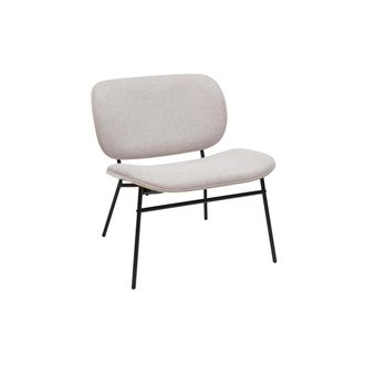 Miliboo Miliboo - Sill&oacute;n De Tela Efecto Terciopelo Texturizado Beige Y Metal Negro Shelby