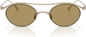 Armani 49mm Oval Sunglasses in Matte Brushed Gold /Green at Nordstrom