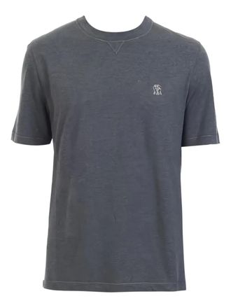 Brunello Cucinelli logo crewneck T-shirt - men - Cotton - M - Grey