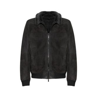 Gimos Bomber Biker in Camoscio e Shearling - - Jackets - Uomo - Grigio - 3XL