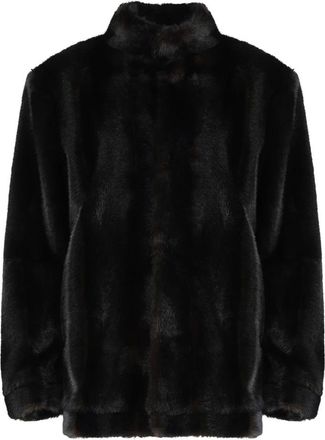 Maison Margiela Jassen, Dames, Bruin, S, Polyester, Faux Fur Jacket