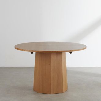 Maisons du monde Mesa de comedor redonda extensible de chapa de roble 120-180 cm