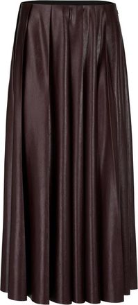 Marc Cain Geplooide rok in glanzende look - Dames - Midirokken - Bruin - XS - Polyester - Rokken