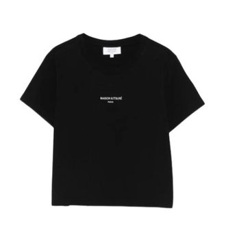 Maison Kitsun&eacute; T-Shirts, female, Black, Size: XS Paris Baby Tee-Shirt
