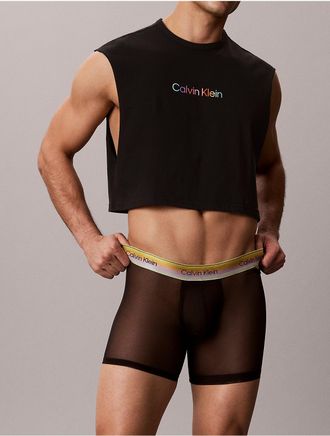 Calvin Klein Mens Icon Mesh Pride Boxer Brief - Black - XL