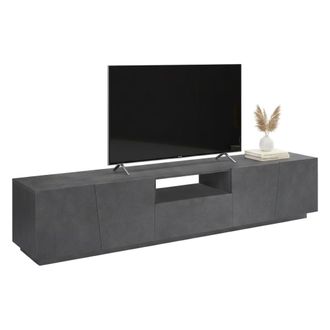 Dmora Dmora - Mueble Para Tv Para Sal&oacute;n, Made In Italy, Mueble Para Tv Con 4 Puertas Y 1 Caj&oacute;n, 220x43h46 Cm, Color Gris Pizarra, Con Embalaje Reforzado