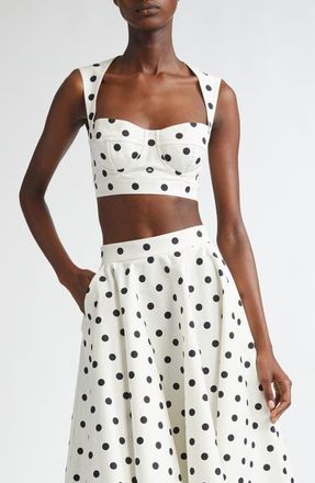 Dolce & Gabbana Polka Dot Back Cutout Crop Bustier Top in Hwzrn Pois Med 1.5 F.bianc at Nordstrom, Size 2 Us