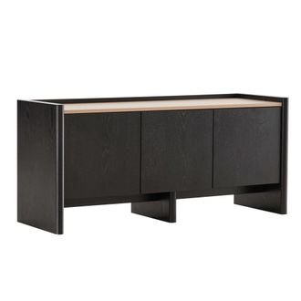 Oviala Mueble TV minimalista rectangular L120 cm madera negra