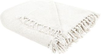 Beliani Beliani - Modern Blanket Hand Woven Throw with Tassels Sofa Bed 150 x 200 cm Off-white Chaohani