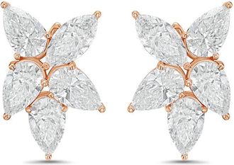 Diana M. Jewels 14KW RG 15.00 Ct TW of Lab grown pear and marquise shape diamonds cluster earrings
