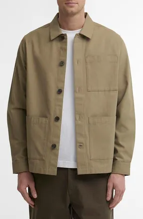 Barbour Tartan Trim Washed Cotton Shirt Jacket in Mushroom at Nordstrom, Size Xx-Large