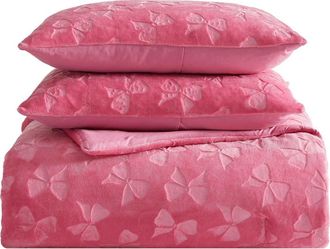 Betsey Johnson Flirty Bow Embossed Comforter & Sham Set in Pink at Nordstrom Rack, Size Full/queen