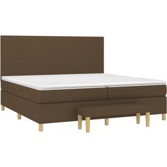 vidaXL Vidaxl - Cama Box Spring Con Colch&oacute;n Tela Marr&oacute;n Oscuro 200x200 Cm
