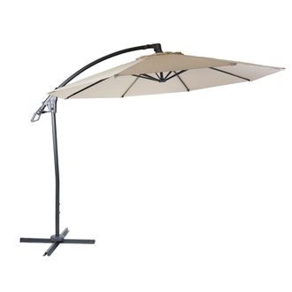 Hhg Sombrilla Voladiza De Lujo Hhg 995, Sombrilla, Redonda &Oslash; 3m Poli&eacute;ster Aluminio/acero 14kg, Crema-blanco Sin Soporte