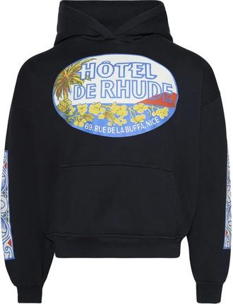Rhude Felpa Rhude Hotel con stampa grafica e cappuccio - Nero