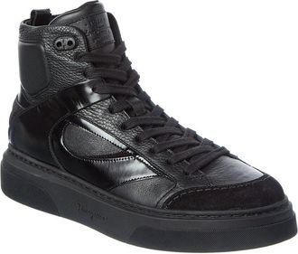 Ferragamo Leather & Suede High-Top Sneaker