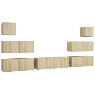 Berkfield Home 7 Piece TV Cabinet Set Sonoma Oak Engineered Wood in Tan