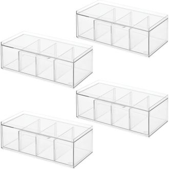 iDesign Set of 4 Stackable 4-Section Tea Storage Drawers - Clear at Nordstrom