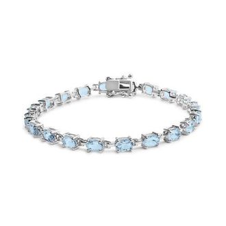 House of Brilliance 925 Sterling Silver 11.0 Cttw Oval Shaped Created Light Blue Topaz Link Bracelet at Nordstrom