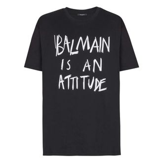 Balmain T-Shirts, male, Black, Size: XL Printed T-shirt