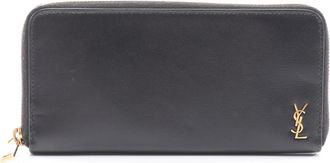 Saint Laurent Black Leather Long Wallet (Bi-Fold) (Pre-Owned)