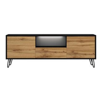 Selsey Selsey Ploystea - Mueble De Tv - De Pie - 137 Cm - Negro / Roble Wotan - Moderno
